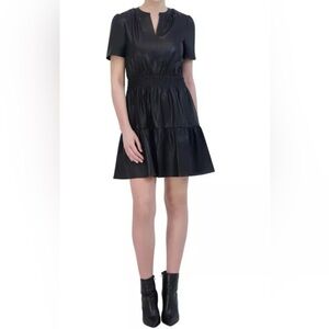Vigoss Chic Faux Leather Black Dress Sz XL is Not a True XL “Fits L Perfectly “